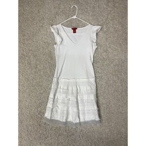 Sundance Dress Womens Small White Flutter Sleeve Tiered Boho Beachy Coastal